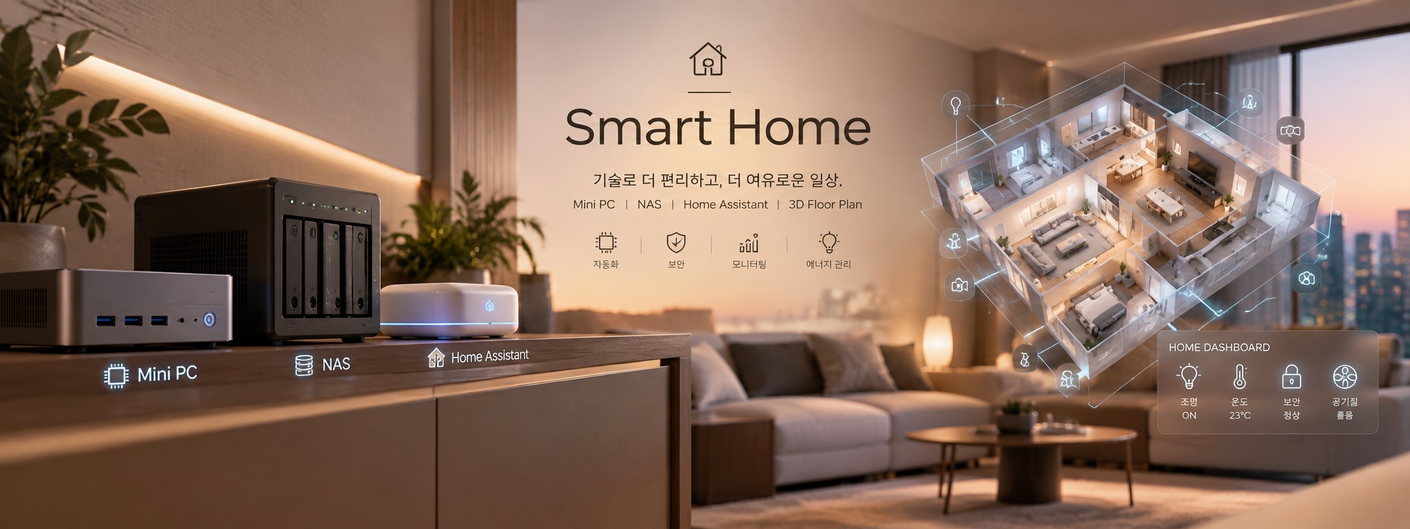 미니PC, NAS, Hubitat 허브와 3D Floor 스마트홈 대시보드